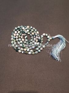 Hecho a mano estilo bohemio 108 collar de cuentas redondas precio al por mayor ágata musgo piedra preciosa para Yoga Mala para regalos y fiestas - Product Image 5
