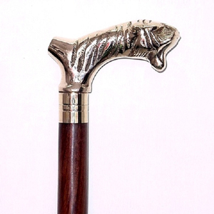 Nouvelle canne de marche en bois de designer avec poignée en laiton en forme de tigre / Canne de marche en bois avec poignée en laiton en forme de tigre - Product Image 1