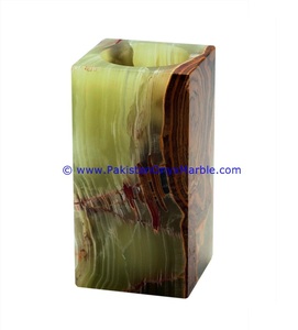 Pot à crayons artisanal en onyx vert Décor en marbre élégant pour la maison - Product Image 3