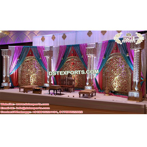 Décor de scène de mariage Rajasthani Rajwadi, cadre de scène de mariage hindou, scène de mariage indienne haut de gamme USA - Product Image 1