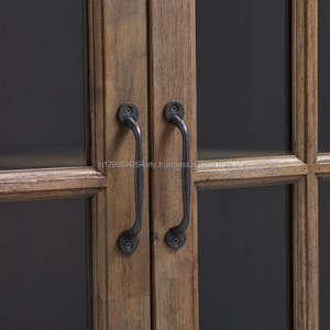 Buffet rustique vintage à quatre portes en chêne massif Meubles de salle à manger au design antique avec lavage blanc pour un usage domestique - Product Image 4