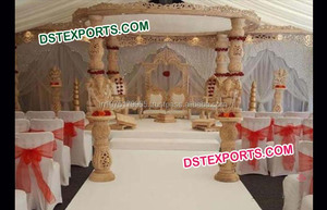 Mandap de madera Natural para boda, diseño antiguo, último Mandap de madera tradicional hecho a mano - Product Image 3