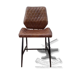 Silla de comedor Industrial Vintage Premium, muebles modernos de cuero genuino para restaurante para el hogar, sala de estar, supermercado, taller - Product Image 5