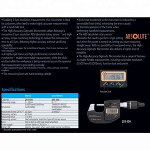ไมโครมิเตอร์ดิจิตอลความแม่นยำสูงพิเศษ Mitutoyo รุ่น 293 พร้อมเทคโนโลยีความละเอียด 0.0001 มม. ที่ล้ำสมัย - Product Image 3