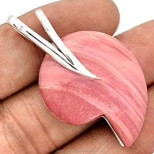 Venta caliente 925 Colgante de plata esterlina Natural Rosa Rodocrosita Piedra preciosa Plata Colgante hecho a mano Proveedor de joyería ODM OEM - Product Image 1