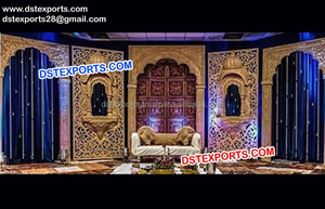 Impresionante musulmán Walima etapa decoración boda musulmana Nayab Jhronka escenario antiguo Rajwada boda etapa de decoración - Product Image 3