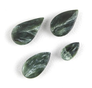 Cabujones lisos de seraphinita Natural, cabujones con forma de pera, piedras preciosas sueltas, venta al por mayor, cabinas planas de alta calidad - Product Image 3