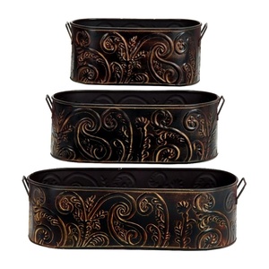 Nouveau Design grande plante en métal galvanisé avec un motif en relief pots en étain pots de plantes galvanisé grands pots de plantes d'intérieur - Product Image 6