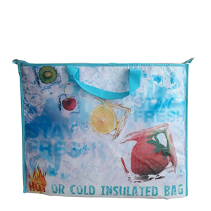 KD-0331 PP Non-Tissé Isolé Thermique Manipulé Glacière Zipper Brillant Stratification CMJN Couleur Gravure Imprimé pour Shopping - Product Image 1