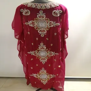 Último Abaya diseños 2018 Dubai vestido Maxi Jalabiya murciélago Dubai Abaya bordado a mano de kaftan