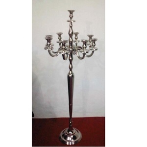 CANDELABRE DE PLANCHER EN ALUMINIUM ARGENT FAIT MAIN MARIAGE 9 LUMIÈRES - Product Image 1