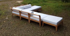 Meubles de patio en bois de teck Ensemble de canapés en L pour l'extérieur du jardin Design moderne du fabricant indonésien Produit d'exportation de meubles - Product Image 5
