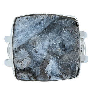 Anillo clásico Chapado en plata de ley 925, piedra preciosa cuadrada sin cortar Druzy, joyería de moda Unisex para fiestas de boda - Product Image 1