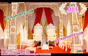 Conjunto de sillas de diseño indio para boda Mandap, fabricante de muebles de boda india, hermosa Silla de escenario para recepción de boda de Londres - Product Image 6