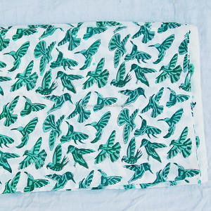 Handmade Organic Cotton Block Printed <b>White</b> Running Shirt Lightweight Indian Style Bird Design Soft TC Boys Girls Suits Bags - Product Image 5