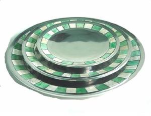 จานอลูมิเนียมทรงกลมเป็นมิตรกับสิ่งแวดล้อมแผ่นกระเบื้องโมเสคพร้อมของตกแต่งบ้านฝังโลหะจำนวน24ชิ้น - Product Image 2