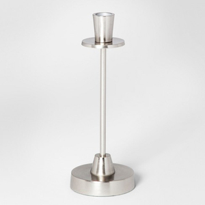 Metal Aluminium Silver <b>Small</b> Taper <b>Candle</b> Holder - Product Image 1