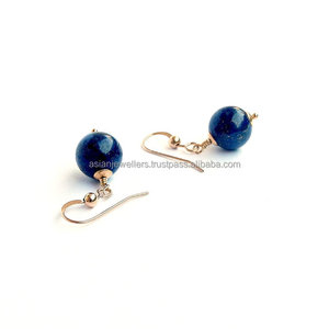 Boucles d'oreilles en pierres précieuses lapis lazuli, argent sterling 925, pierres précieuses, or, perles - Product Image 4