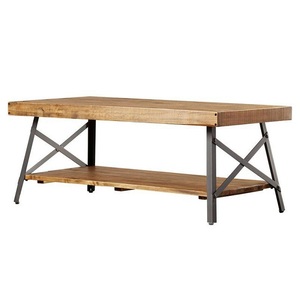 Mesa de centro de hierro y madera industrial vintage moderna, nuevos muebles de sala de estar para uso doméstico - Product Image 2