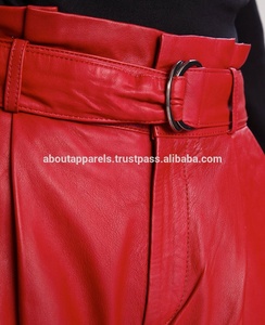 Pantalones de Piel de Oveja para Mujer, Corte Regular, Estilo Lápiz, Frente Plano, Hechos a Medida, de Cuero Genuino, para Invierno - Product Image 3