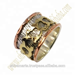 รูปแบบการแกะสลักแบบวินเทจแหวนสปินเนอร์ทองแดงทองเหลืองเงินสเตอร์ลิง925สำหรับผู้ชายเครื่องประดับแฮนด์เมดแหวนเวอร์เมียล - Product Image 2