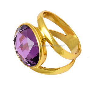 แหวนพลอยอเมทิสต์สุดวิเศษ925แหวนเงินสเตอร์ลิงพร้อมตัวเรือนชุบทองแหวนดีไซน์ล่าสุดสำหรับผู้หญิง - Product Image 3