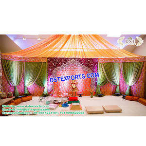 Brillante bordado Mehraab estilo boda telón de fondo de la estampilla etapa telón de fondo cortinas de boda arco tipo de cortina de telón - Product Image 1