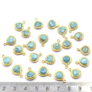 Colgante de Plata de Ley 925 con Turquesa Kingman en Forma de Corazón, Chapado en Oro, Hecho a Mano - Product Image 4