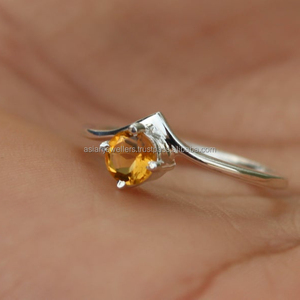 Anillo de piedras preciosas de cuarzo de topacio dorado en Plata de Ley 925 hecho a mano 18K chapado en oro boda y fiesta joyería única de moda - Product Image 1
