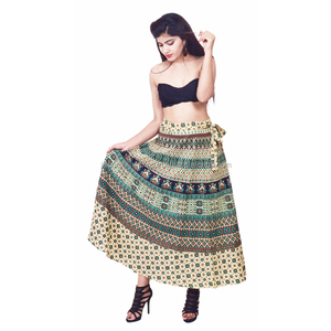Indian Cotton Designer <b>Printed</b> <b>Maxi</b> Wrap <b>Skirt</b> - Product Image 1