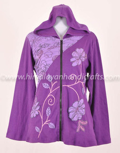 DE FLEURS À LA MODE PATCH TRAVAIL BOHÈME DAMES SWEAT À CAPUCHE CSWJ 357-A - Product Image 4
