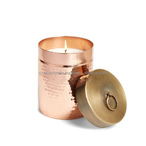 Metal <b>Hammered</b> Copper Candle Jar - Product Image 1