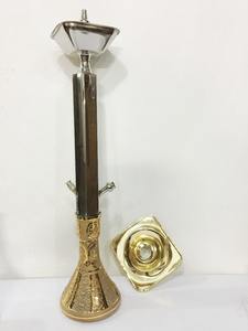 Enfriador de Acero Inoxidable de Lujo con Mini Madreperla, Diseño Único para Narguiles, Técnica de Espejo Lacado, Manguera de Latón y Madera, Tipo Recto - Product Image 2