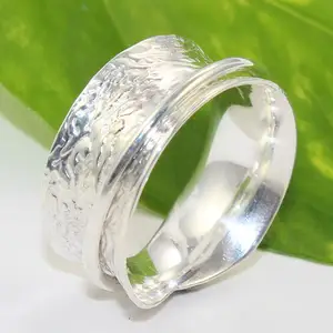 冥想spinner设计素银925纯银戒指首饰手工在线银戒指