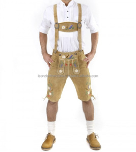 Customize OEM Bavarian Lederhosen <b>Short</b> Trachten Oktoberfest Loden Suede Women Unisex Real Genuine Leather Embossing - Product Image 6