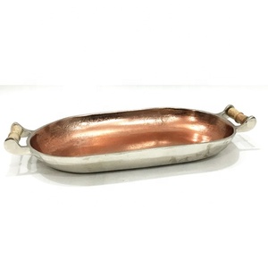 Nouvel Arrivage Design Royal De Luxe Métal Aluminium Cuivre Plaqué Nickel Fini Plateaux De Service Alimentaire pour La Maison Décoration De Table - Product Image 1