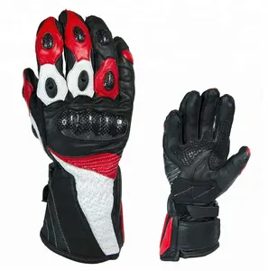 SHEMAX 2024 OEM TOP QUALITY HOT SELLING Red Black And White Leather Motorbike Racing Gloves