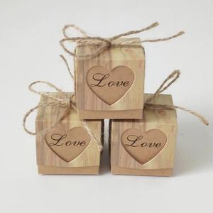 Boîte à bonbons en papier Kraft, sac cadeau romantique avec ficelle en jute en toile de jute, fournitures cadeaux de <span class=keywords><strong>mariage</strong></span>, - Product Image 2