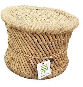 Tabouret rond multifonctionnel en bambou tissé à la main Usine Personnalisée Nouveau design Mobilier moderne Tabouret rond en bambou Console incrustée d'os - Product Image 2