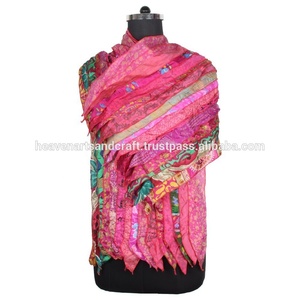 <b>Vintage</b> Sari <b>Scarves</b> Indian Sari Patches Reversible <b>Scarf</b> Colorful Striped <b>Scarf</b> <b>Vintage</b> Silk Panel Sari <b>Vintage</b> Assorted Silk - Product Image 2