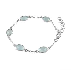 Simple Trendy 925 Sterling <b>Silver</b> Natural Aqua Chalcedony Gemstone <b>Bangles</b> <b>Silver</b> Plated Jewelry <b>for</b> Parties or Gifts - Product Image 1