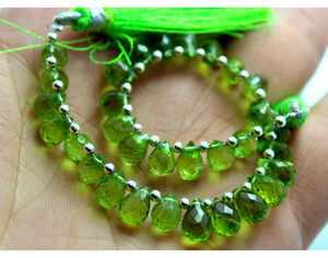 Gotas de peridoto facetadas naturales de 7 pulgadas de alta calidad - Product Image 1