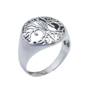 Anillo liso hecho a mano de Plata de Ley 925 hermoso árbol de la vida eternidad joyería de boda Vermeil - Product Image 1