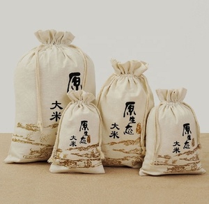 Bolso con cordón de algodón Bolso con cordón de muselina con logotipo personalizado impreso - Product Image 4