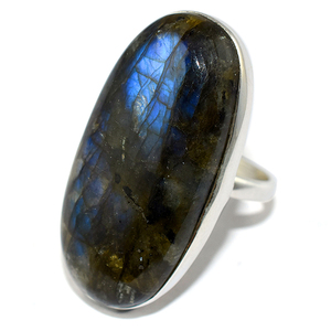 Labradorita azul de forma ovalada auténtica, anillos de plata de ley 925, joyería de plata 925, joyería de plata 925 al por mayor - Product Image 1