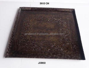 Placa cuadrada de aluminio con diseño floral único con acabado de latón antiguo Otros acabados disponibles Placa decorativa para el hogar - Product Image 2