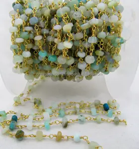 Chapelet de perles à facettes en opale péruvienne, chaîne enroulée en fil, 3 à 4mm, livraison gratuite