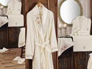 Serviette turque famille ensemble peignoir haute qualité brodé coton turc qualité spéciale - Product Image 3