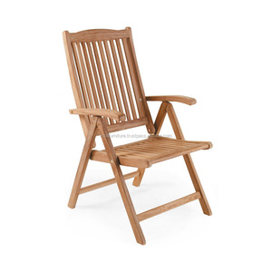 Solid Indonesia Teak Wood Sustainable Arm <b>Reclining</b> Folding <b>Chairs</b> Outdoor <b>Garden</b> Patio Furniture for Beach and Swimming Pool - Product Image 1