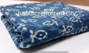 5 Yards Hand Block Printed Cotton Indigo Anokha Print Fabric 44'' Width DFGT - Product Image 2